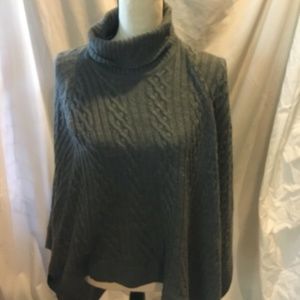 Worth by NY, Grey  cable turtleneck poncho, size small